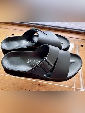 Black Papillio by Birkenstock Slide Sandals with Buckle Strap